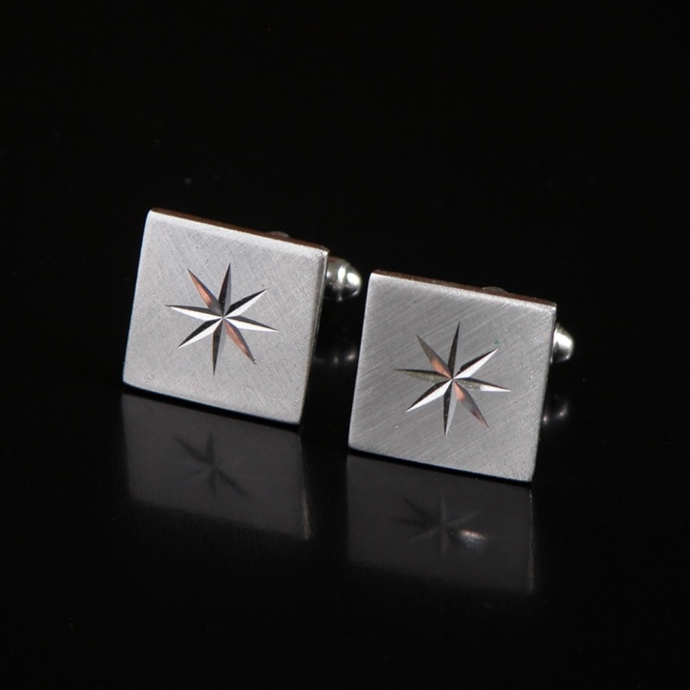 Vintage STARBURST Silver Tone Cufflinks